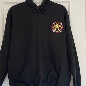 Black hoodie with custom design and embroidery